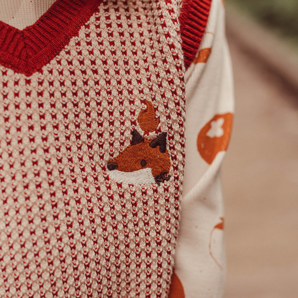 'multi' tibetan red knit vest