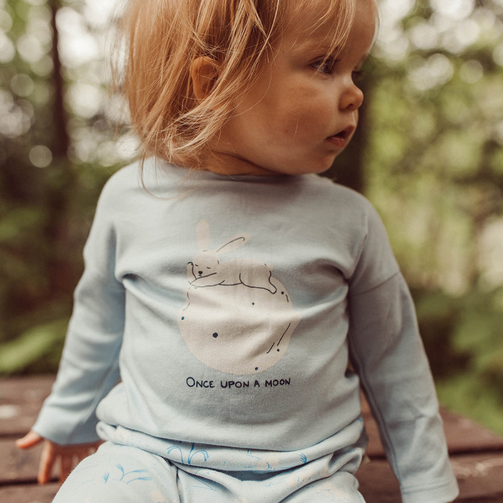 'once upon a moon (hare)' celestial blue t-shirt