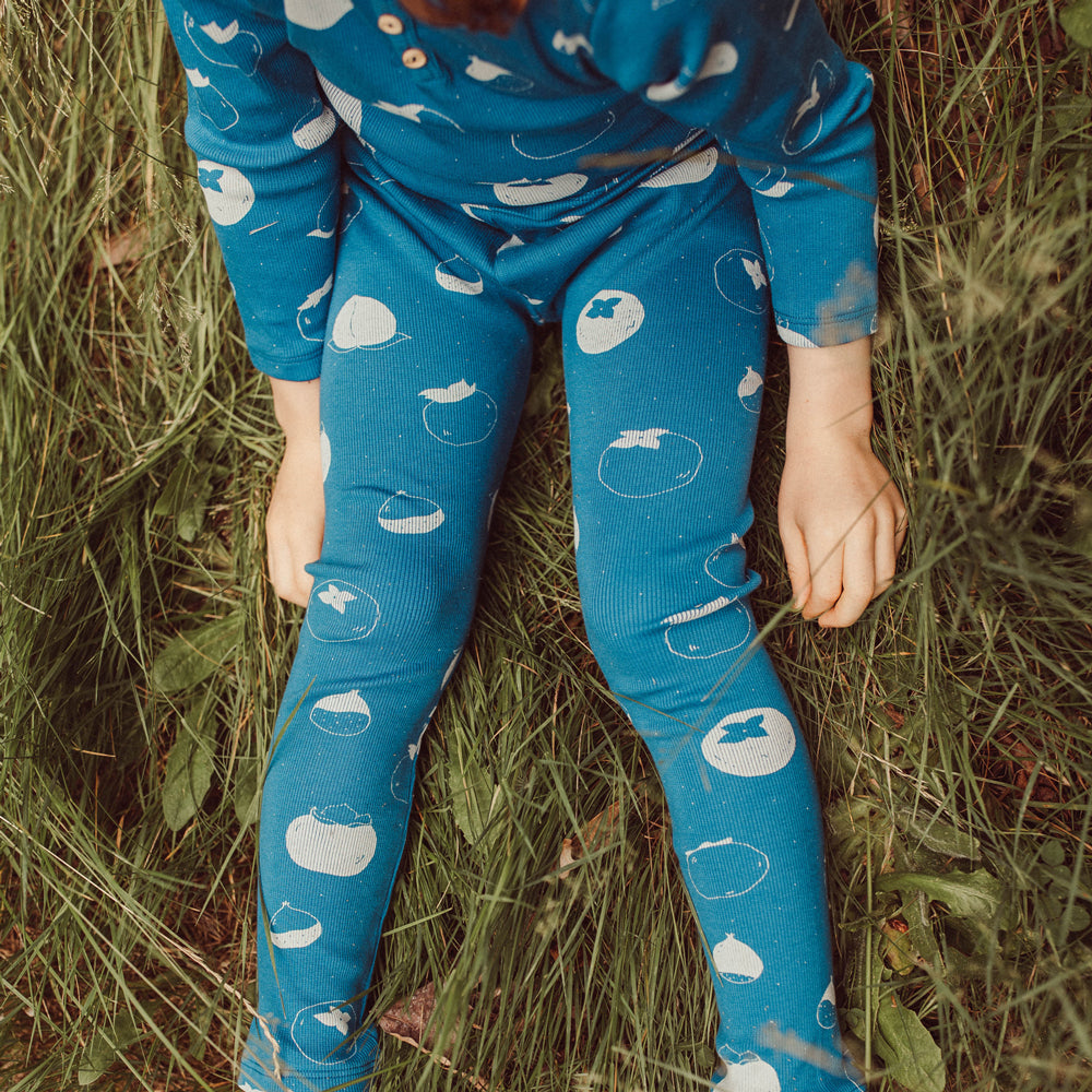 'fruitful patience' dark blue rib leggins