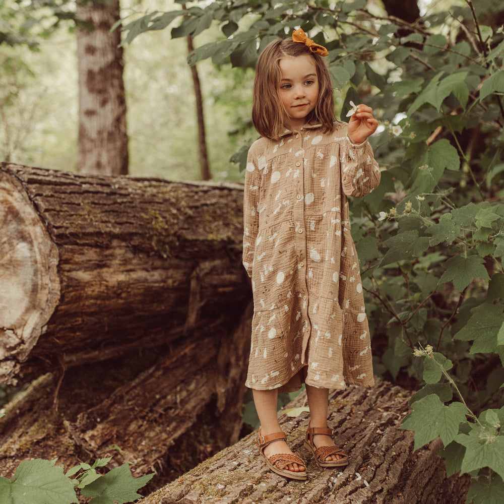 'moonlit usagi (hares)' café cream muslin dress