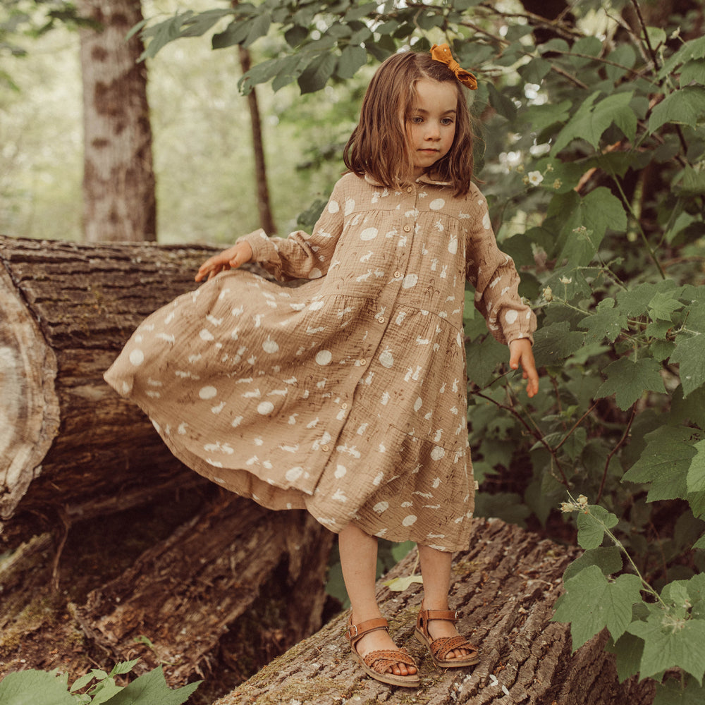 'moonlit usagi (hares)' café cream muslin dress