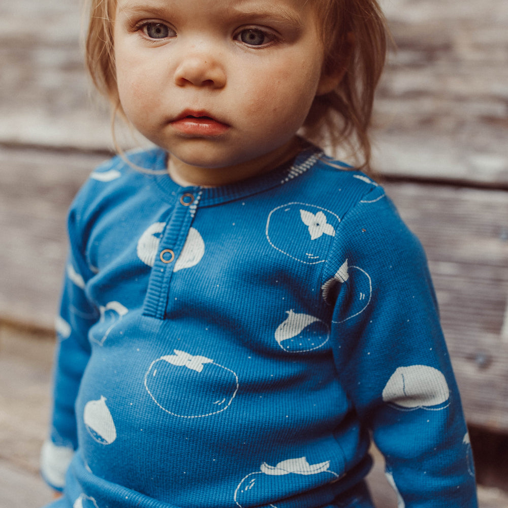 'fruitful patience' dark blue rib henley