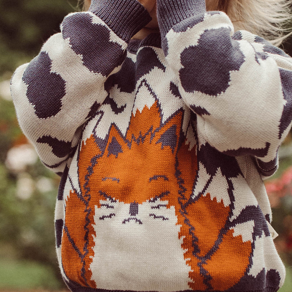 'kitsune (fox)' multi knit sweater