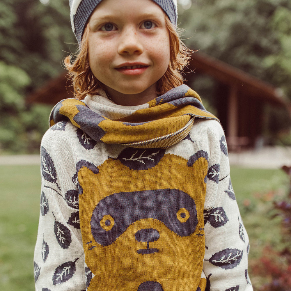 'tanuki (raccoon)' multi knit scarf