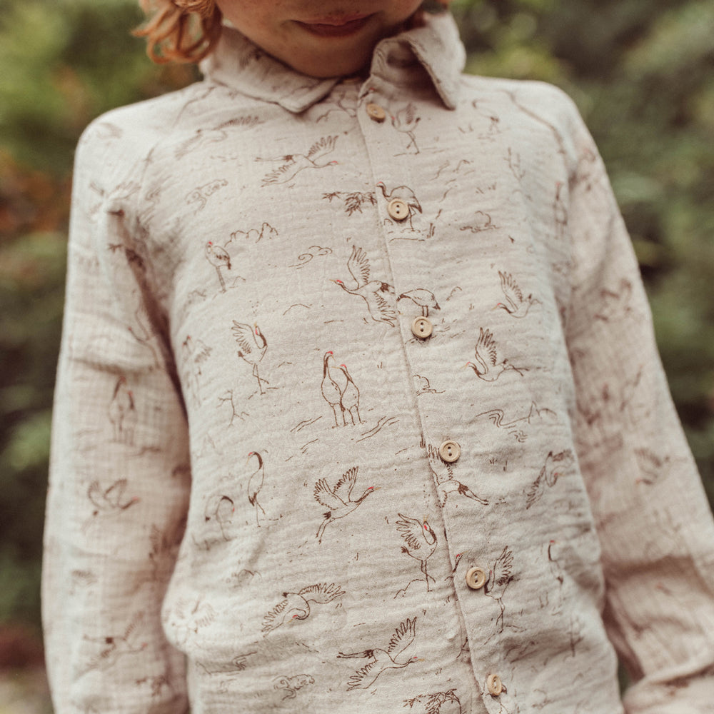'tsuru ballet (cranes)' ligth tan shirt