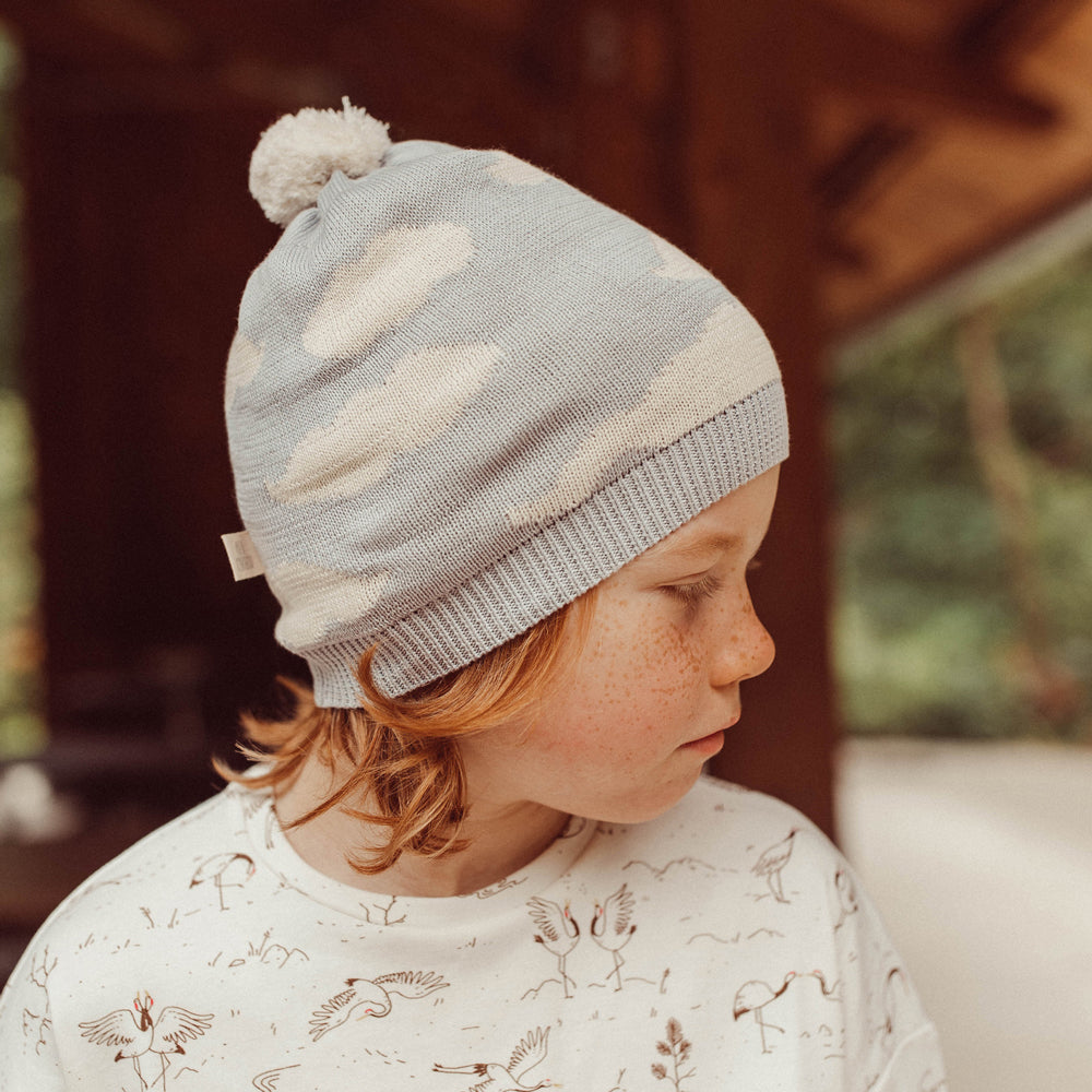 'clouds' gray knit clouds beanie