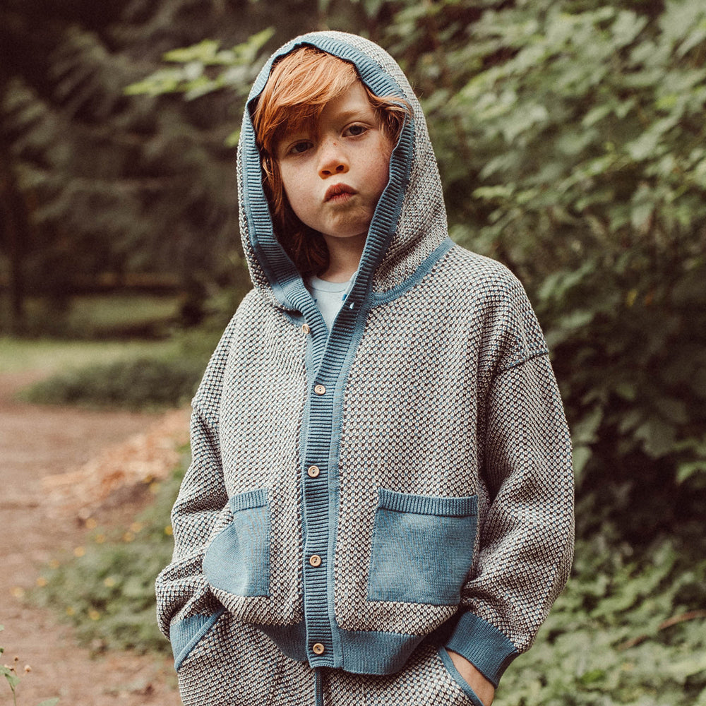 'multi' blue mirage knit hoodie