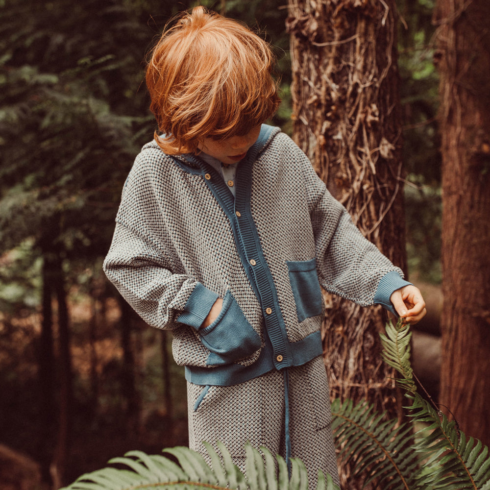 'multi' blue mirage knit hoodie