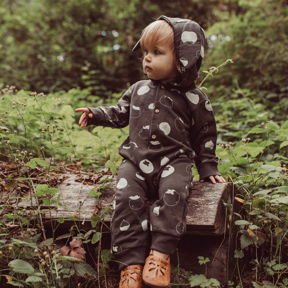 'fruitful patience' beluga hooded terry jumpsuit
