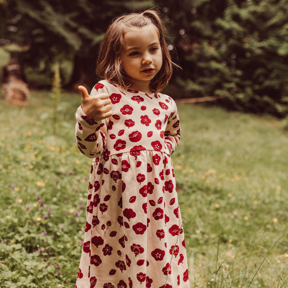 'plums in bloom' peach whip dress