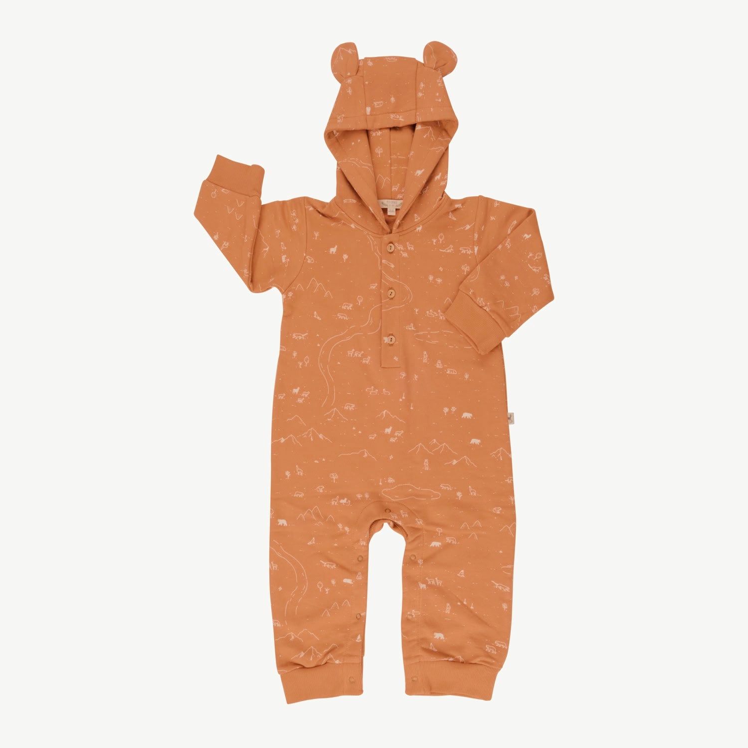 French Terry Bear Jumpsuit - Andean Plains - Doe