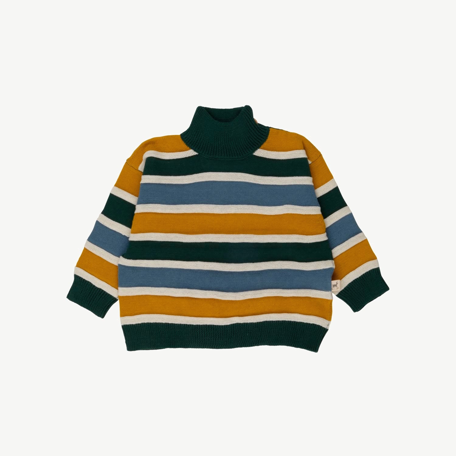 Knit Oversized Sweater - Horizontal Lines - Green-Multi