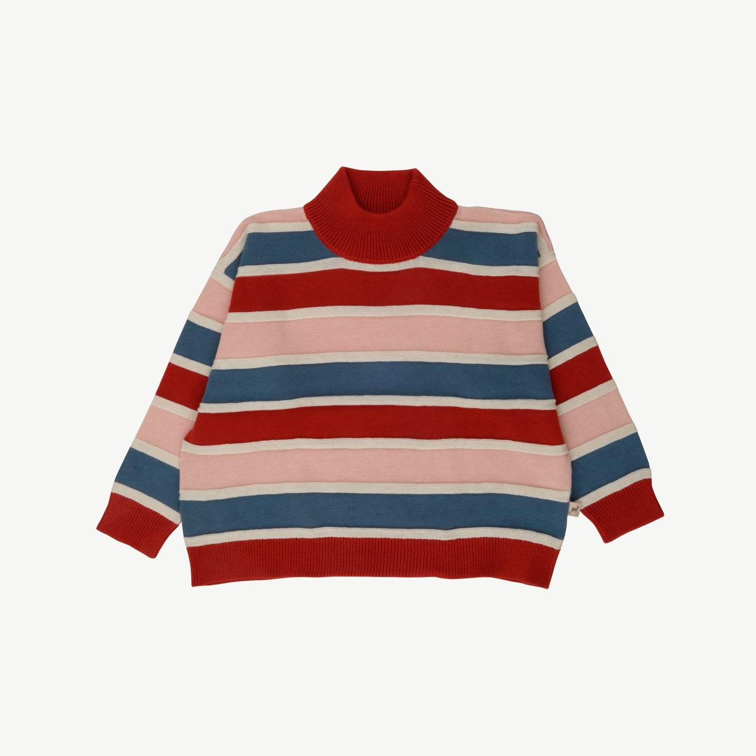 Knit Oversized Sweater - Horizontal Lines - Ketchup-Multi