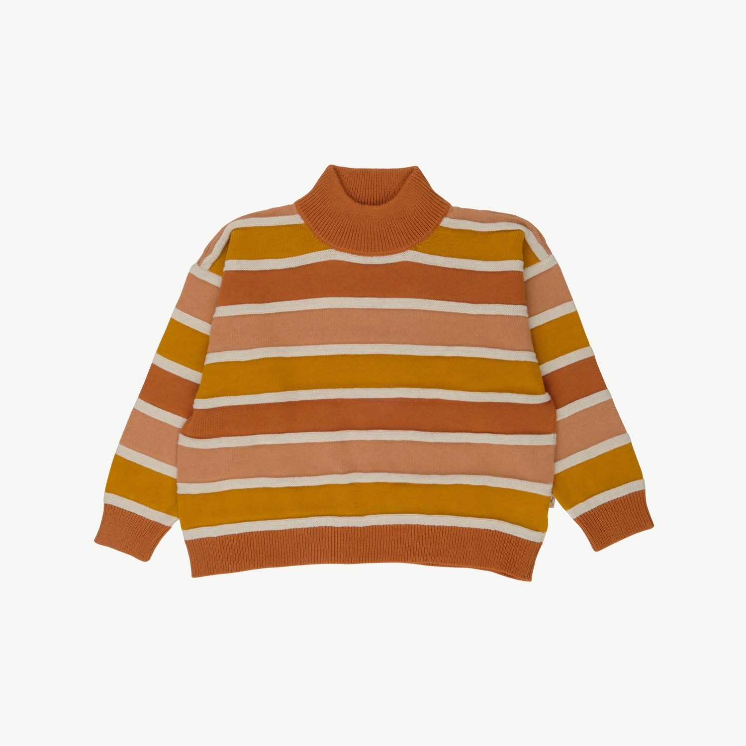 Knit Oversized Sweater - Horizontal Lines - Cashew-Multi