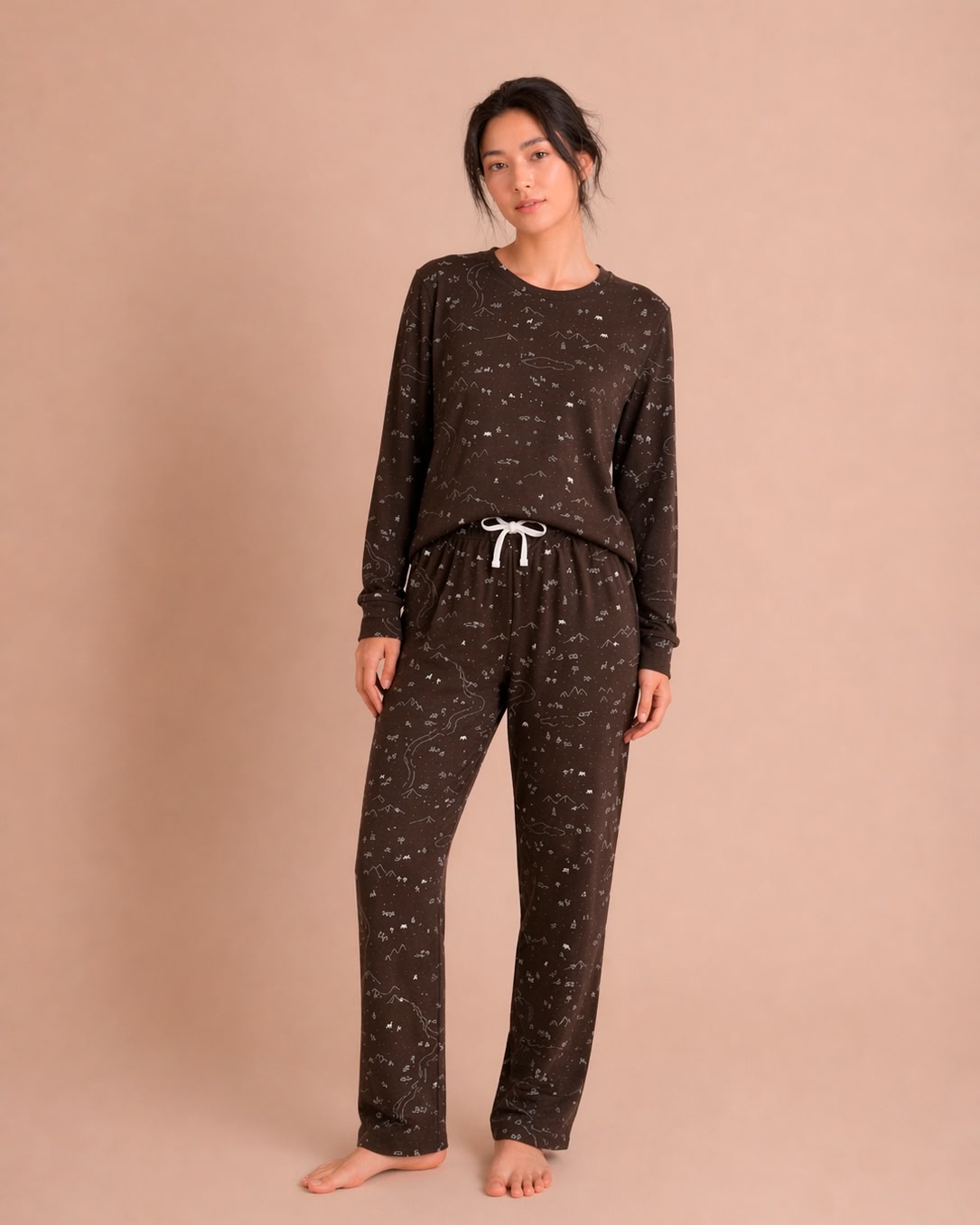 Essential Long Pajama Se - Andean Plains - Beluga