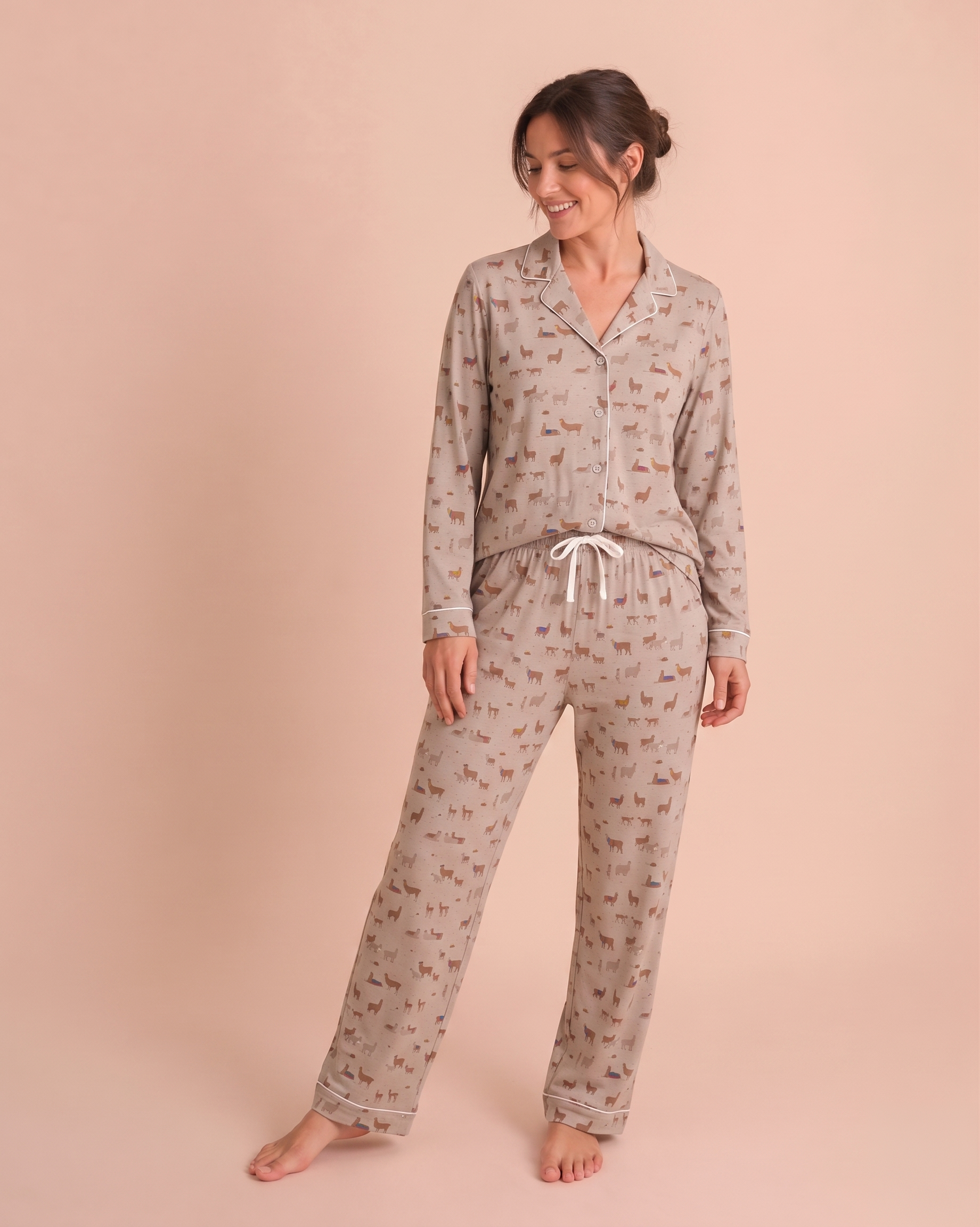Long Shirt Pajama Set - Alpaca Treasures - Peyote