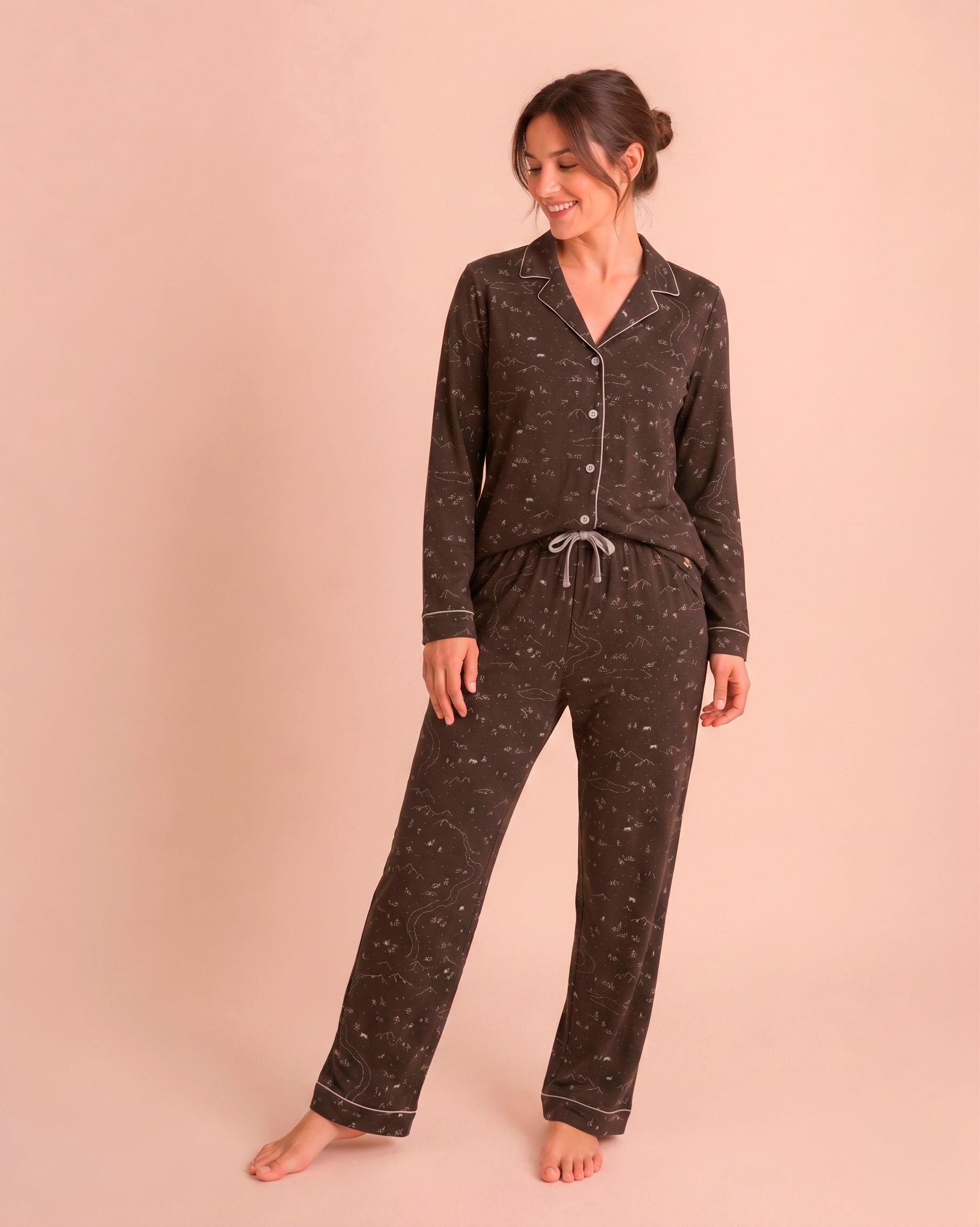 Long Shirt Pajama Set - Andean Plains - Beluga