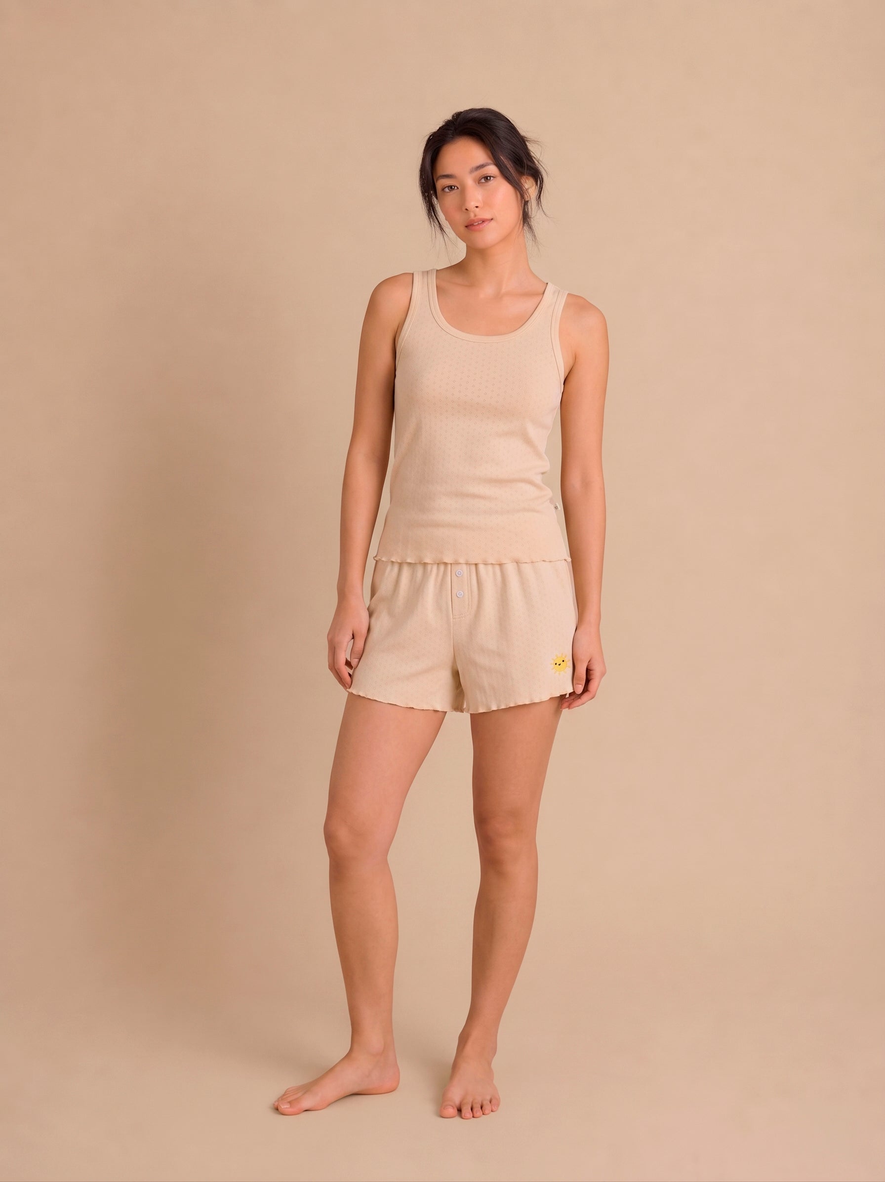 Tank Top Pointelle Pajama Set - Sun - Pink Tint