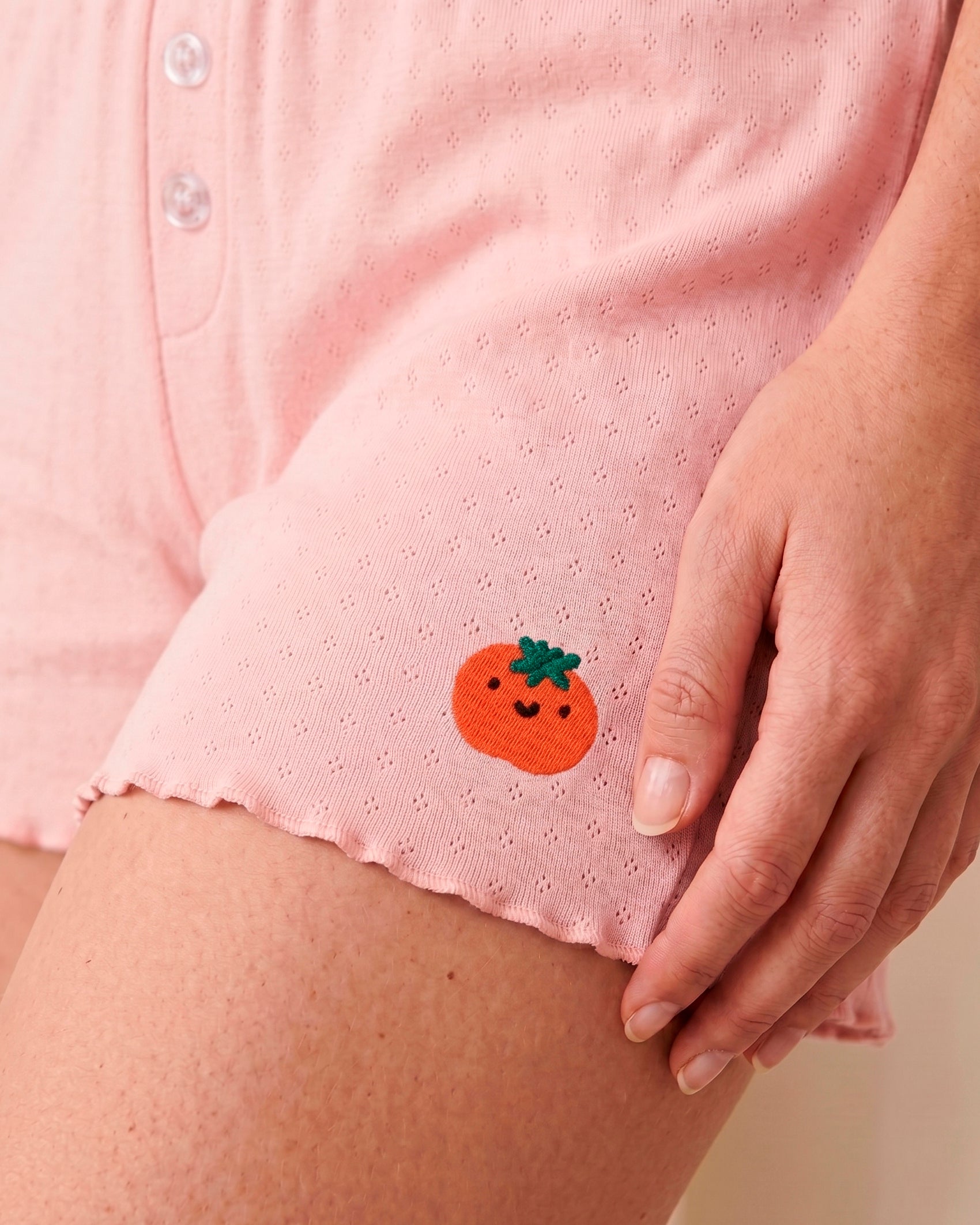 Tank Top Pointelle Pajama Set - Tomato - Lotus