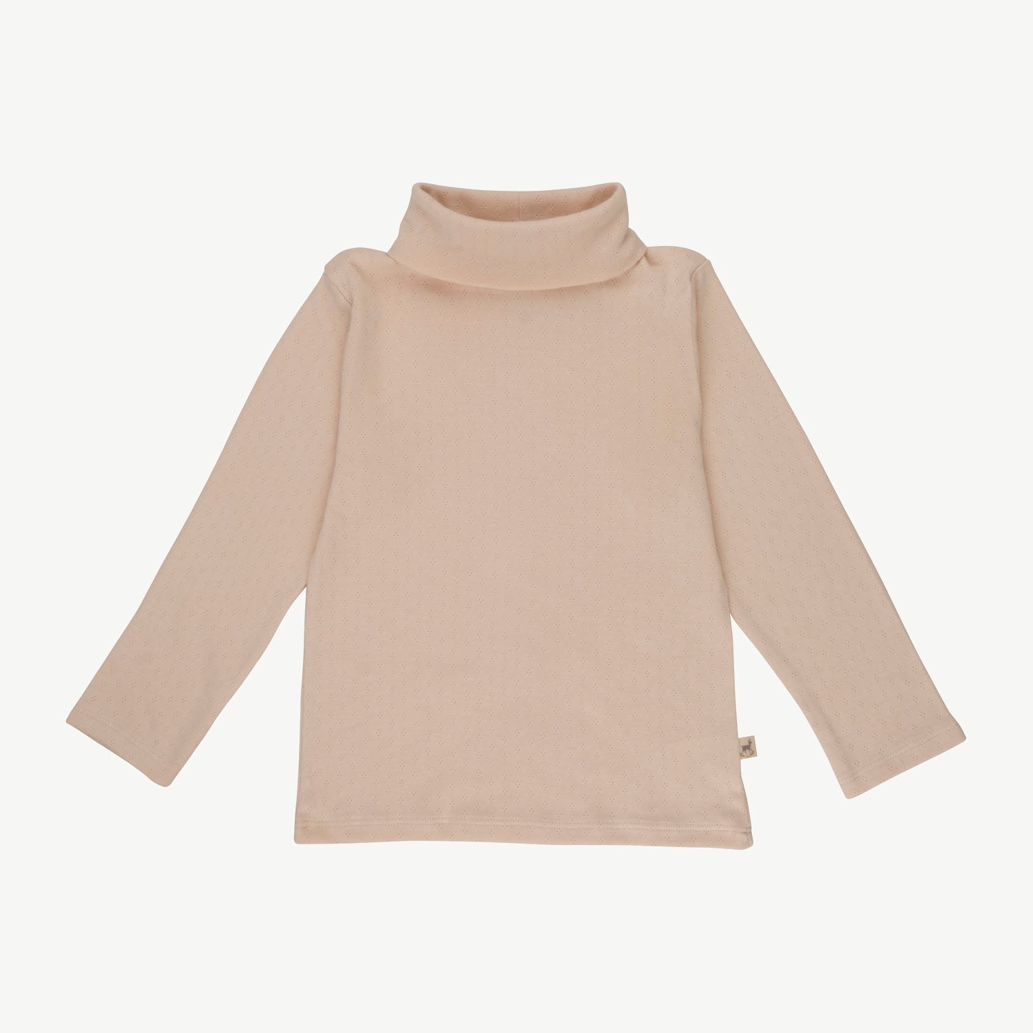 Pointelle Turtle Neck Top - Pointelle - Pink Tint