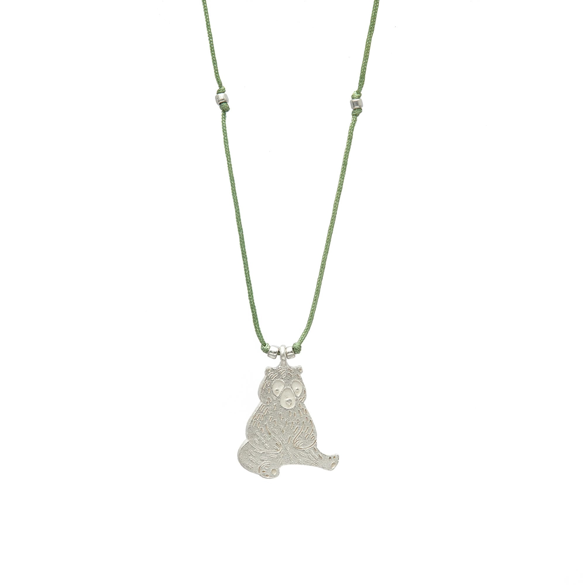 Necklace - Sitting Bear Charm - Sterling Silver