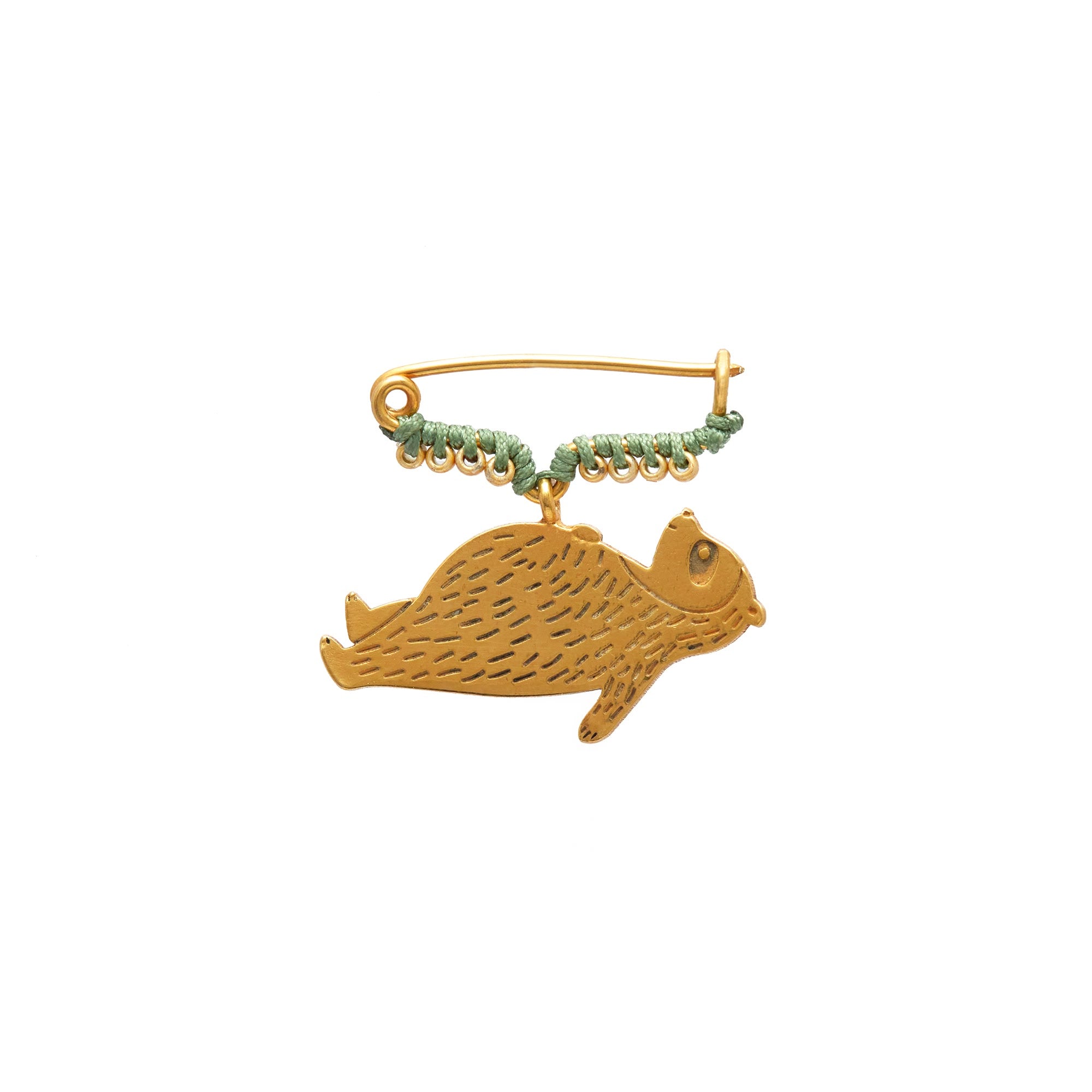 Brooch - Sleeping Bear Charm - Gold Vermeil