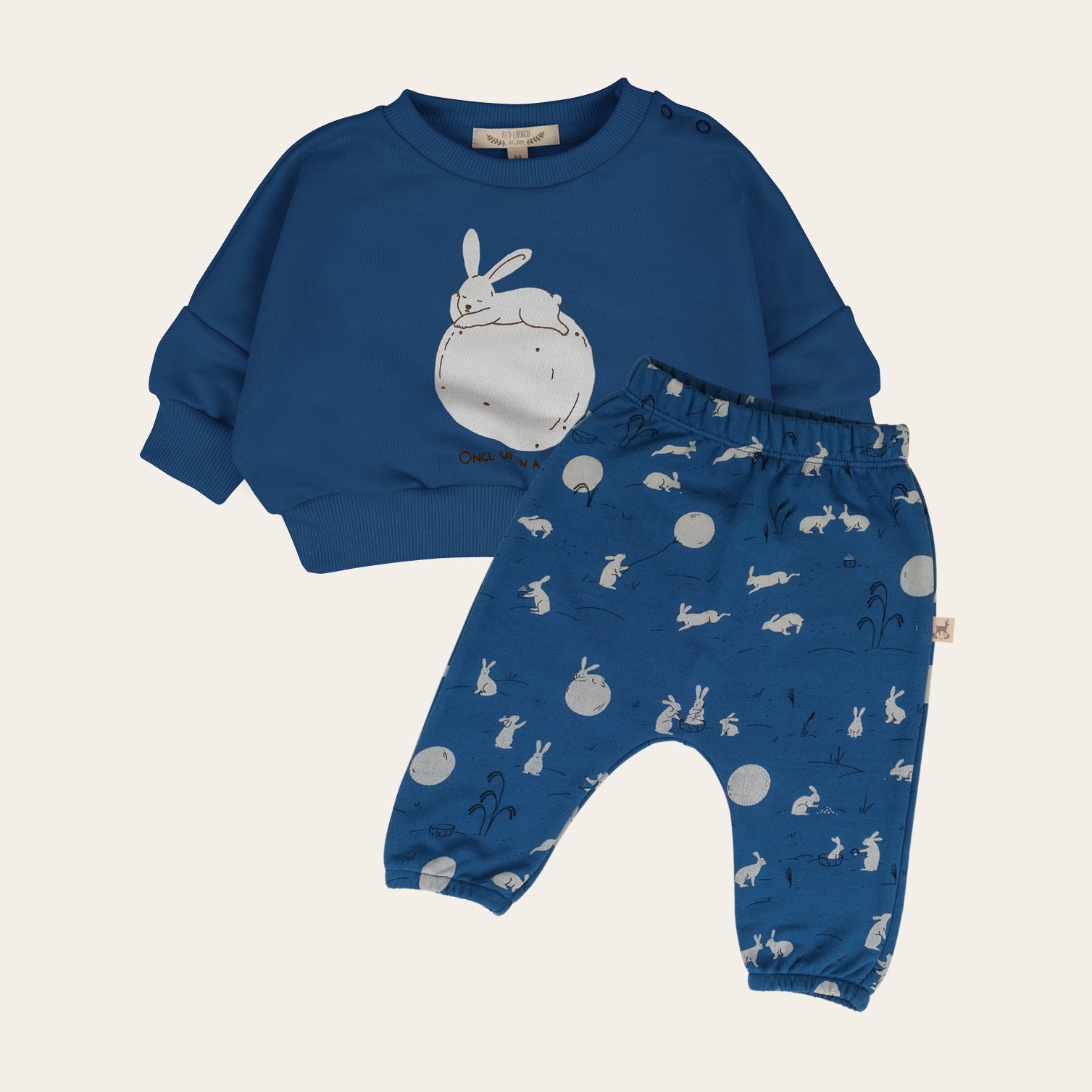 'once upon a moon' dark blue sweatshirt + jogger baby outfit