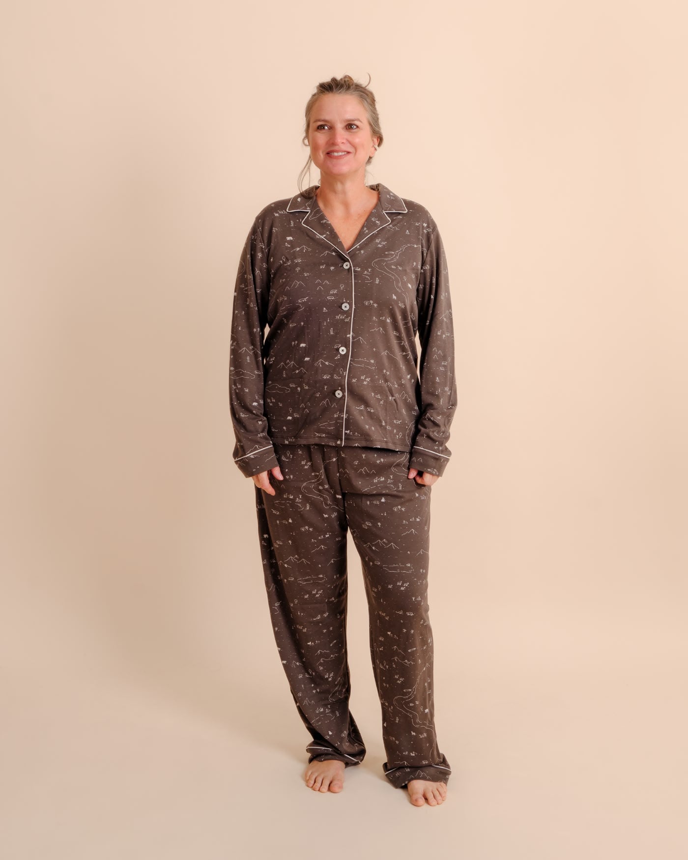 Long Shirt Pajama Set - Andean Plains - Beluga