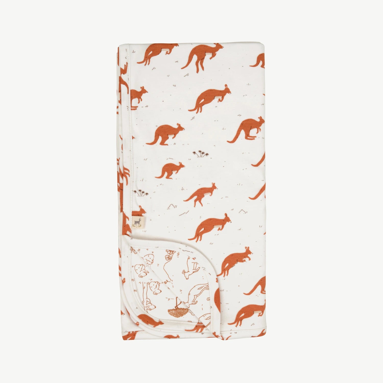 'kangaroo mob' ivory reversible blanket