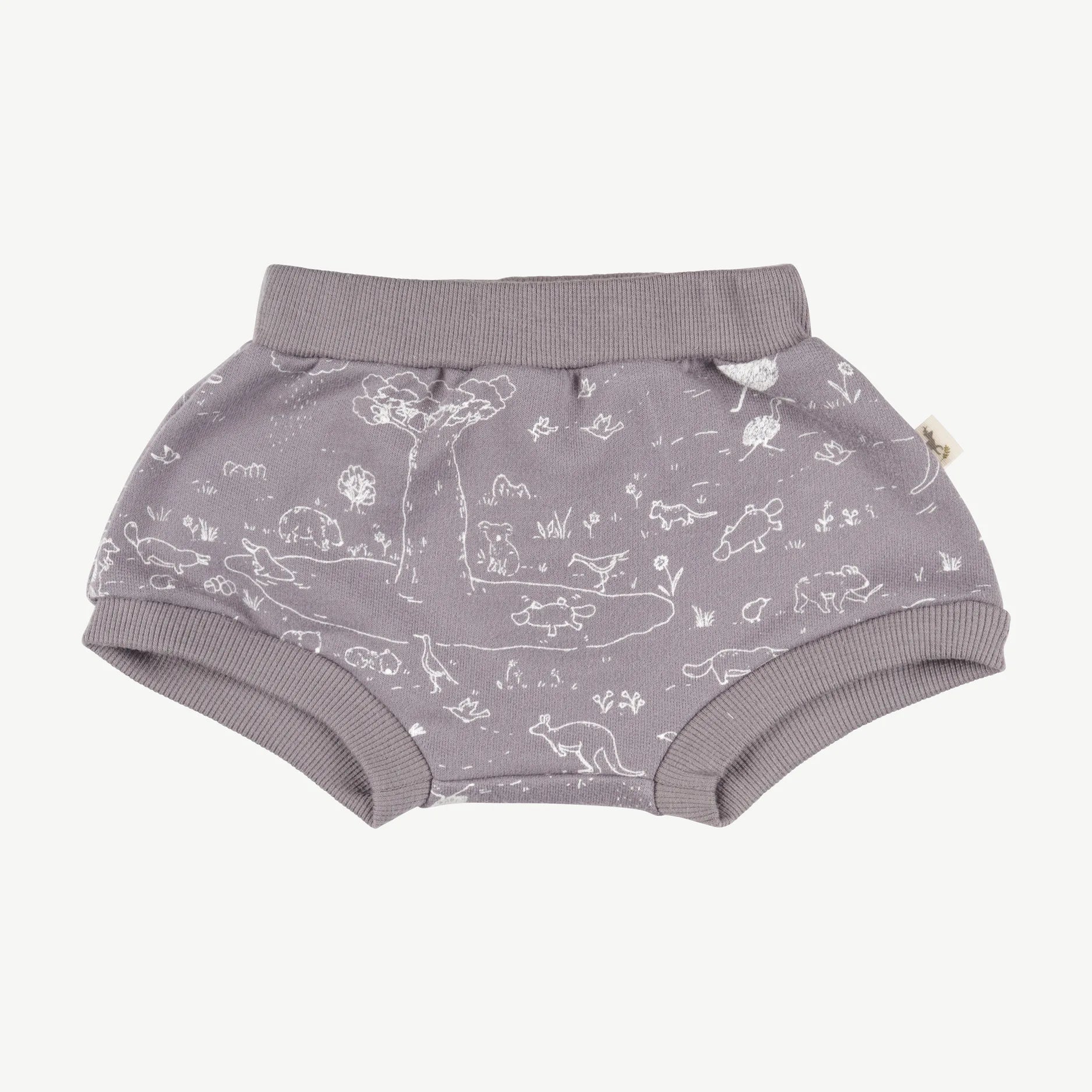 'the story' minimal gray shorts
