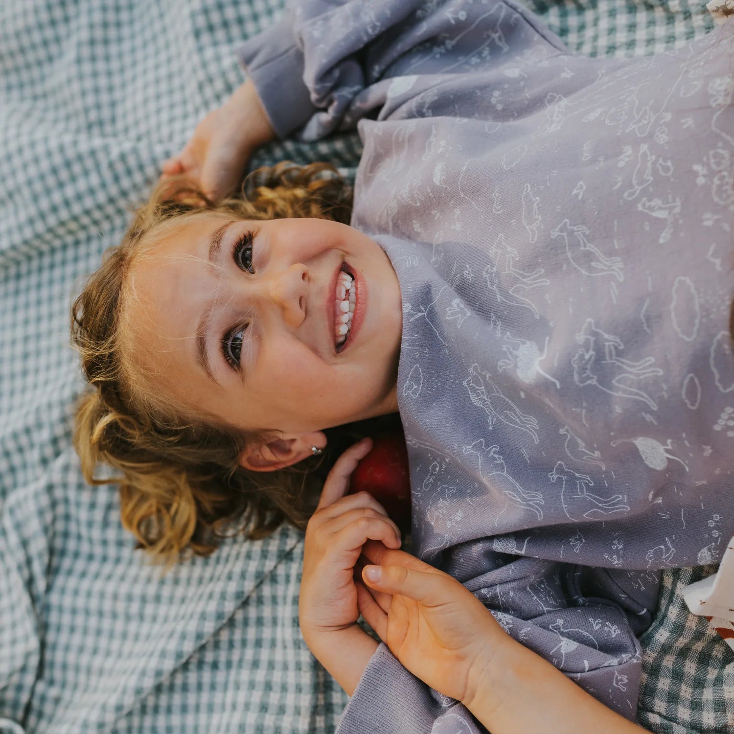 'the story' minimal gray puffed-sleeve sweatshirt