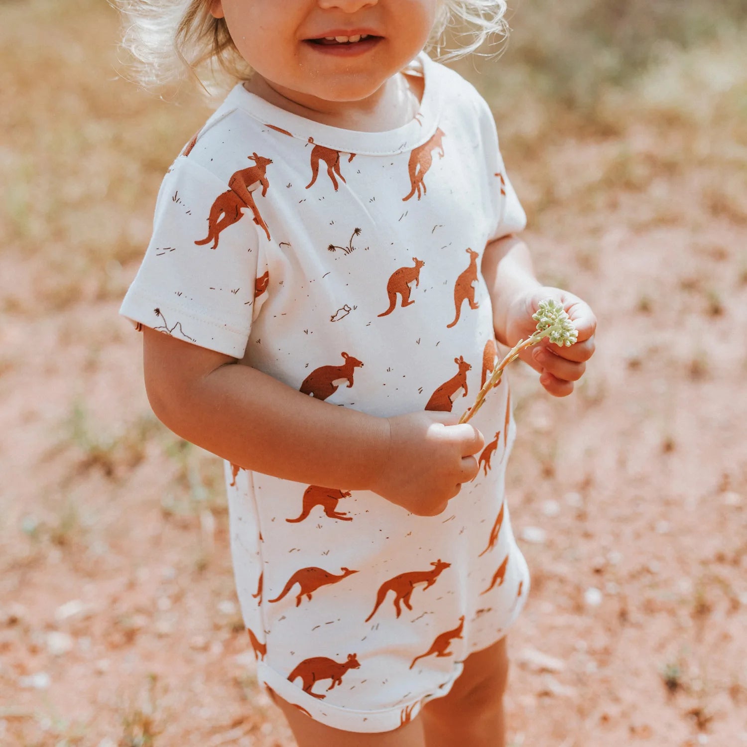 'kangaroo mob' ivory short sleeve jumpsuit