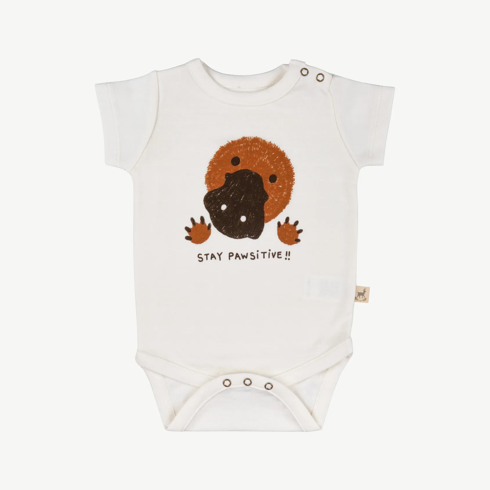 'stay pawsitive!!' ivory short sleeve onesie