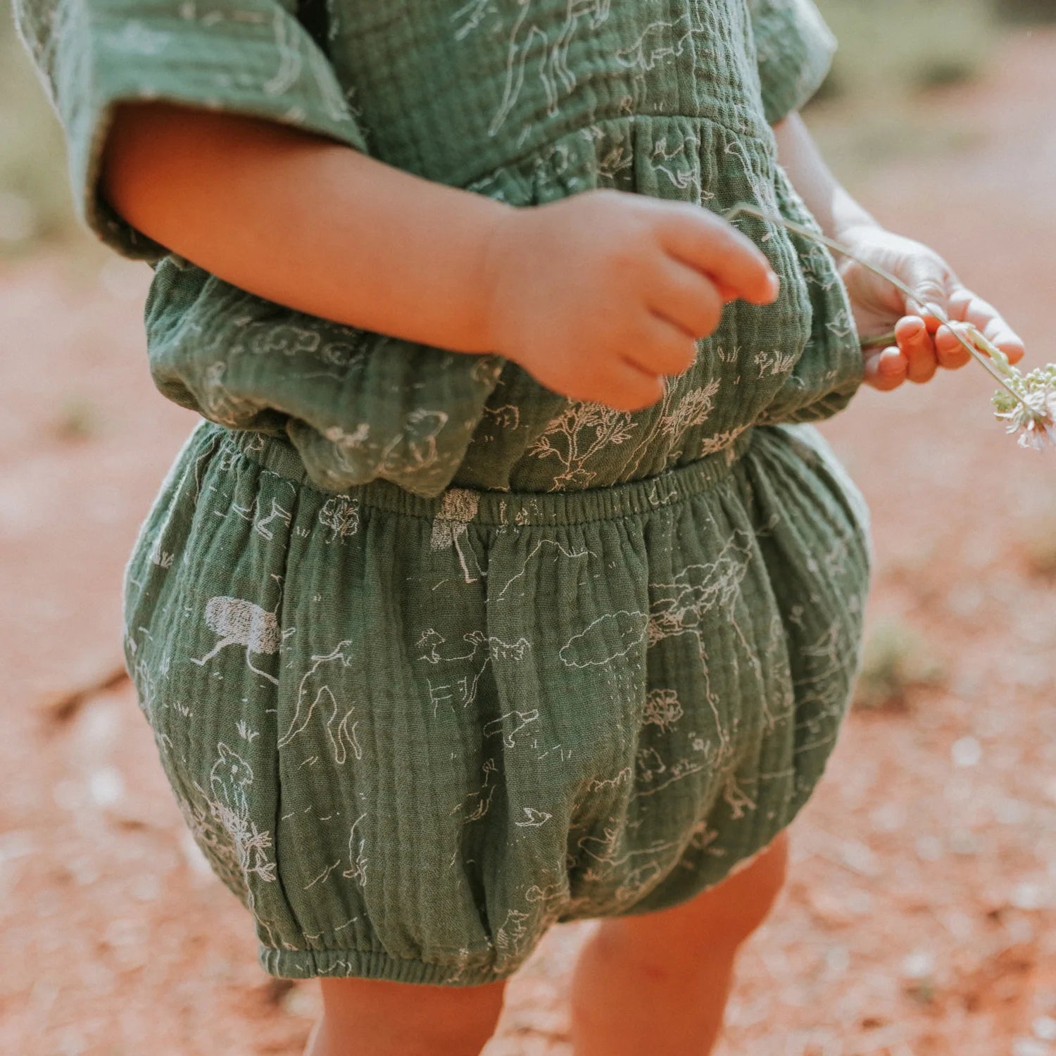'the story' dark green dress + bloomer set