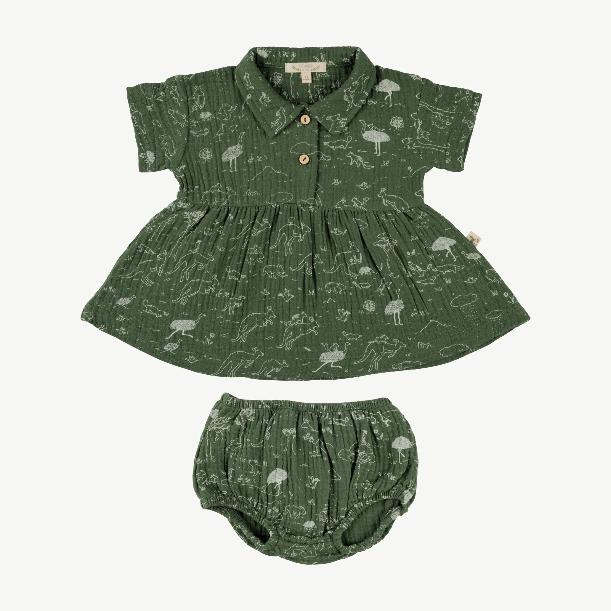 'the story' dark green dress + bloomer set