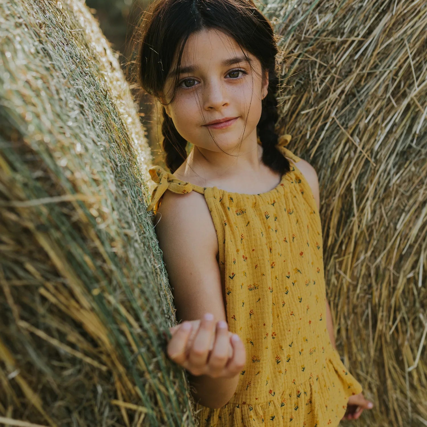 'desert wildflower' dark yellow strap blouse