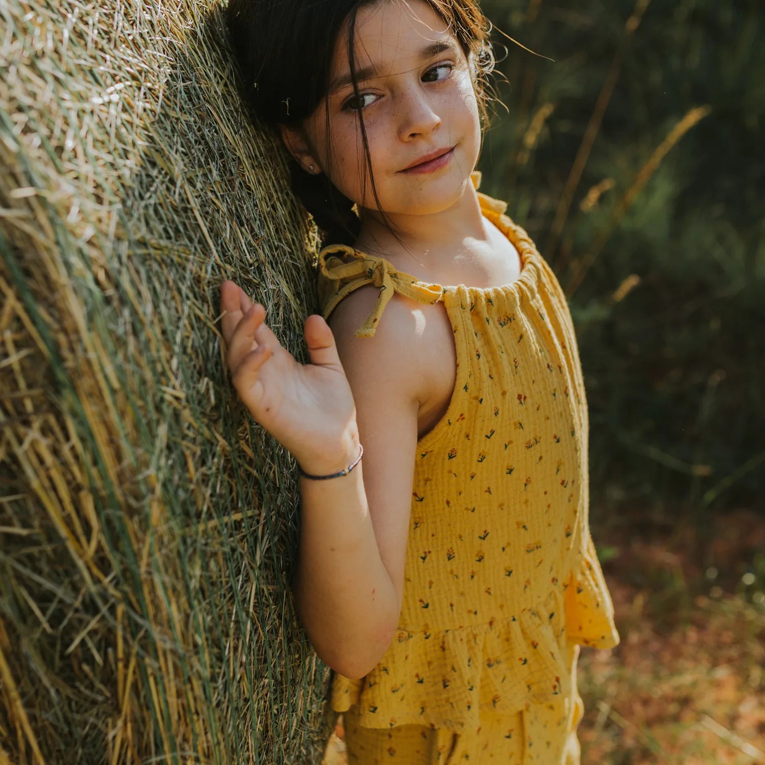 'desert wildflower' dark yellow strap blouse