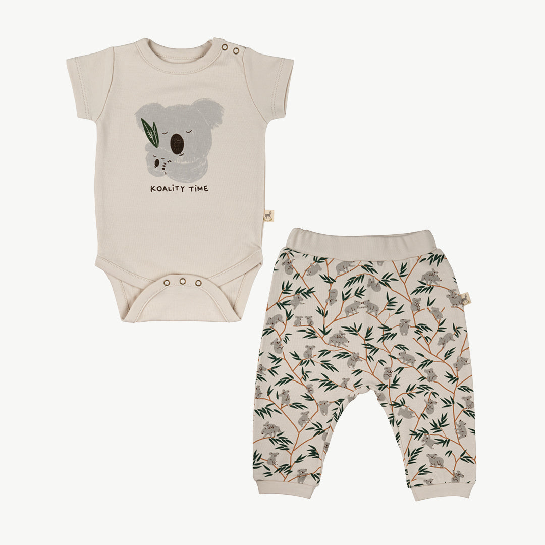 'koality time' rainy day onesie + pants baby outfit