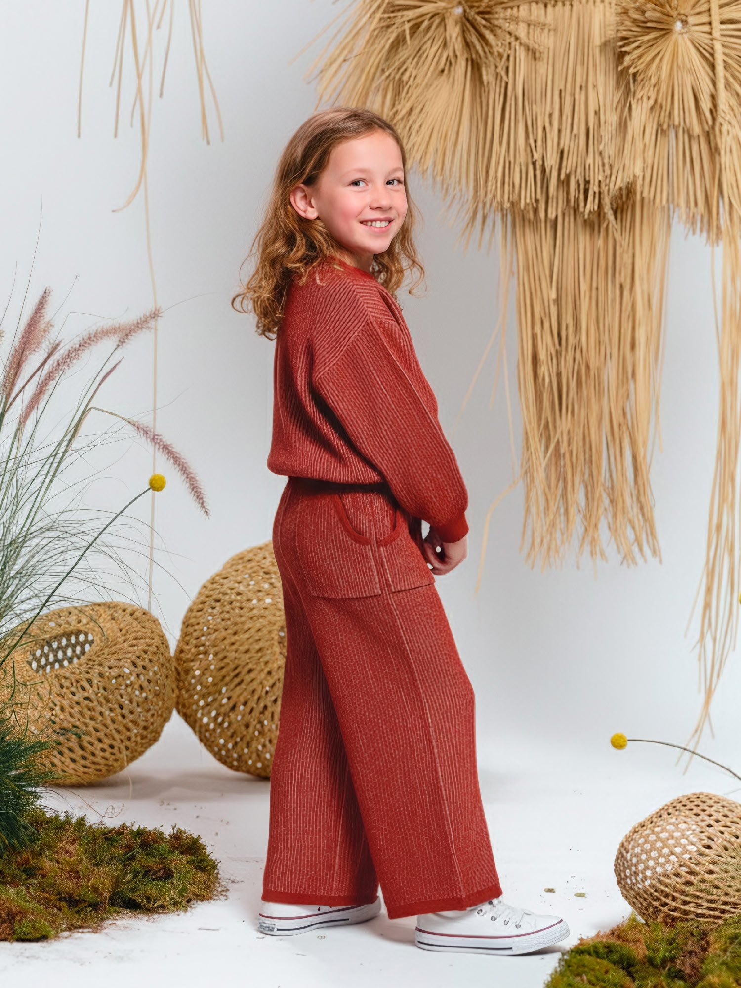 Knit Baggy Pants - Rib - Two-Tone Ketchup