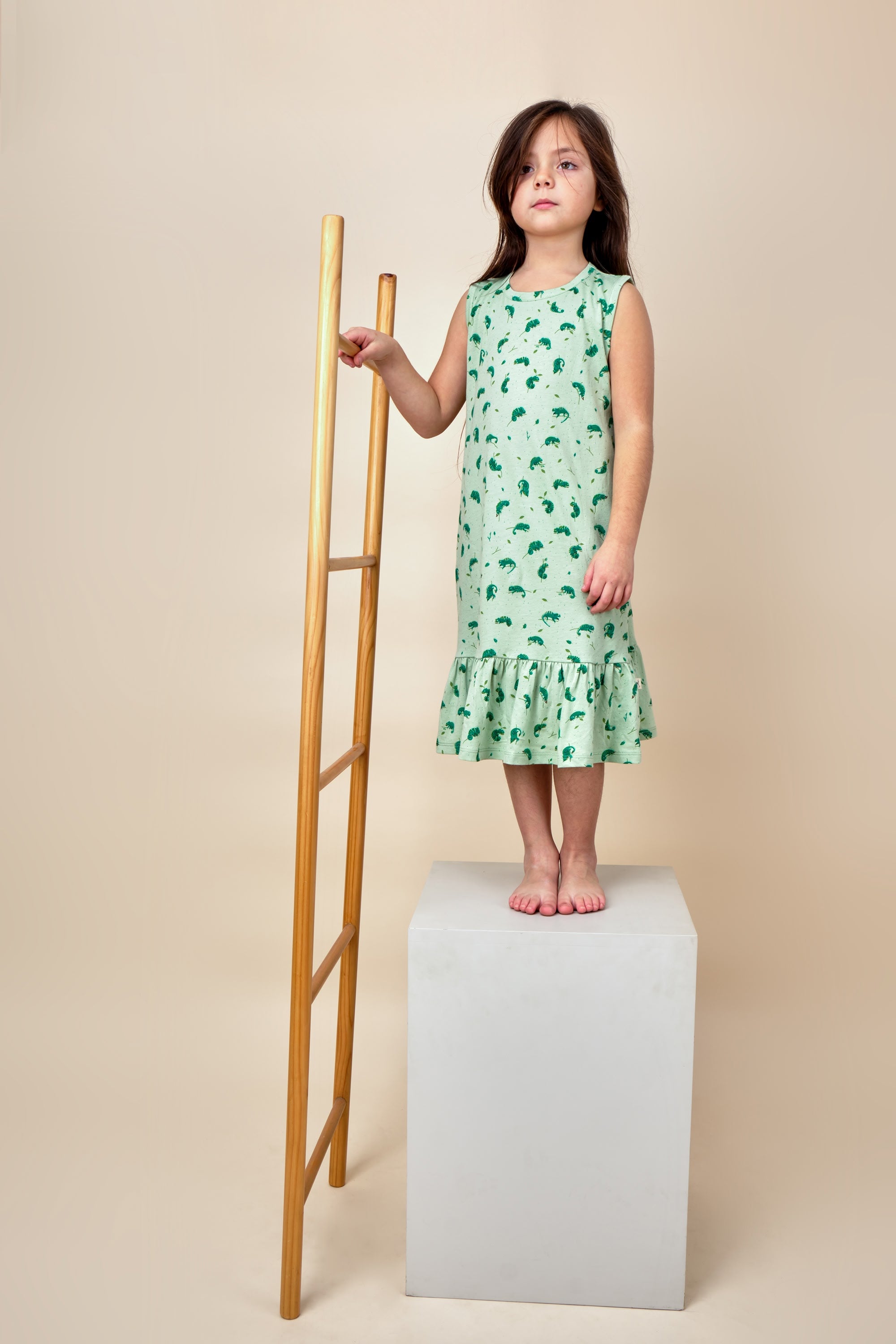 Tank Dress - Charming Chameleons - Soft Green