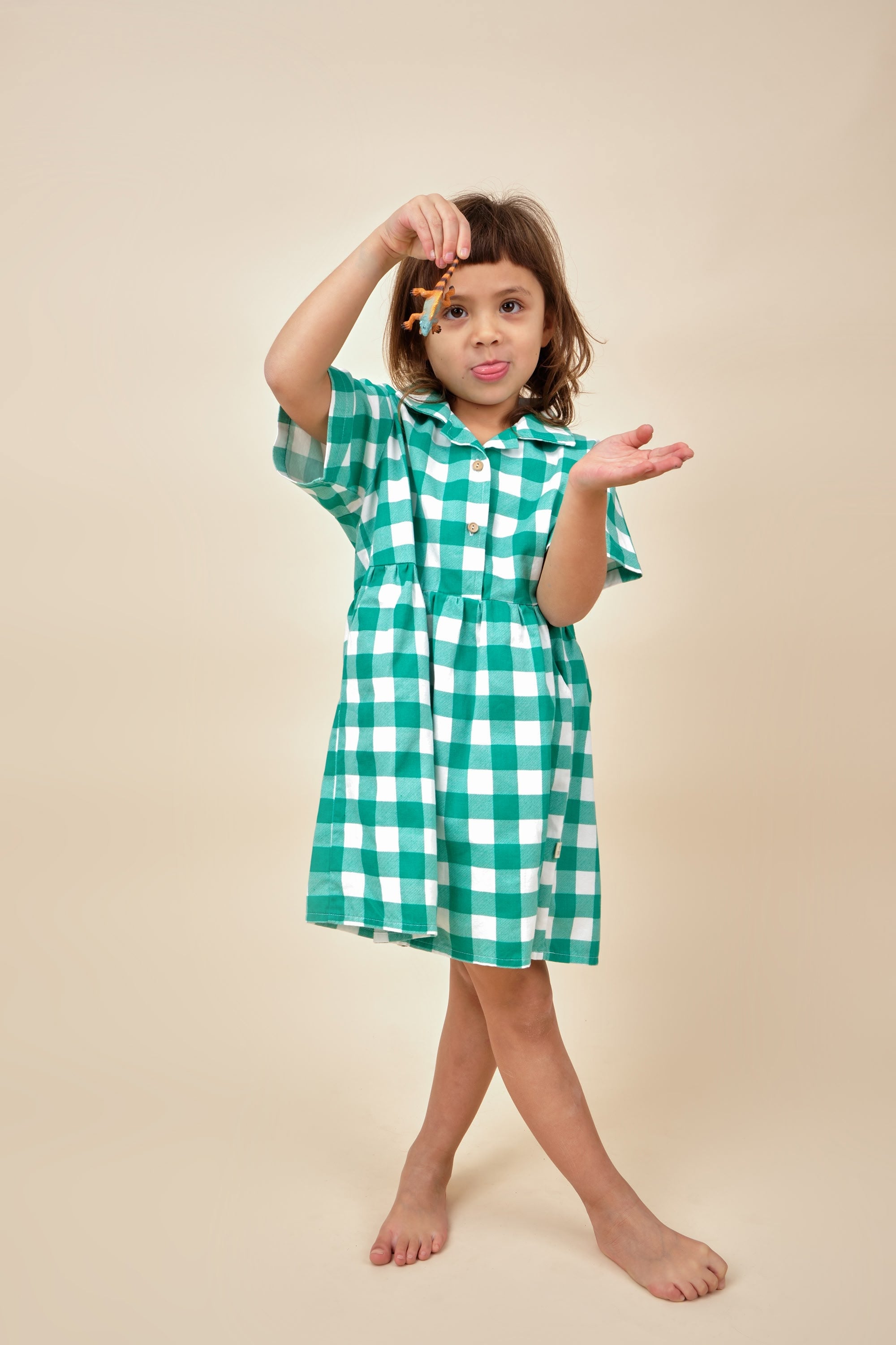 Aloha Dress - Gingham Gem - Emerald