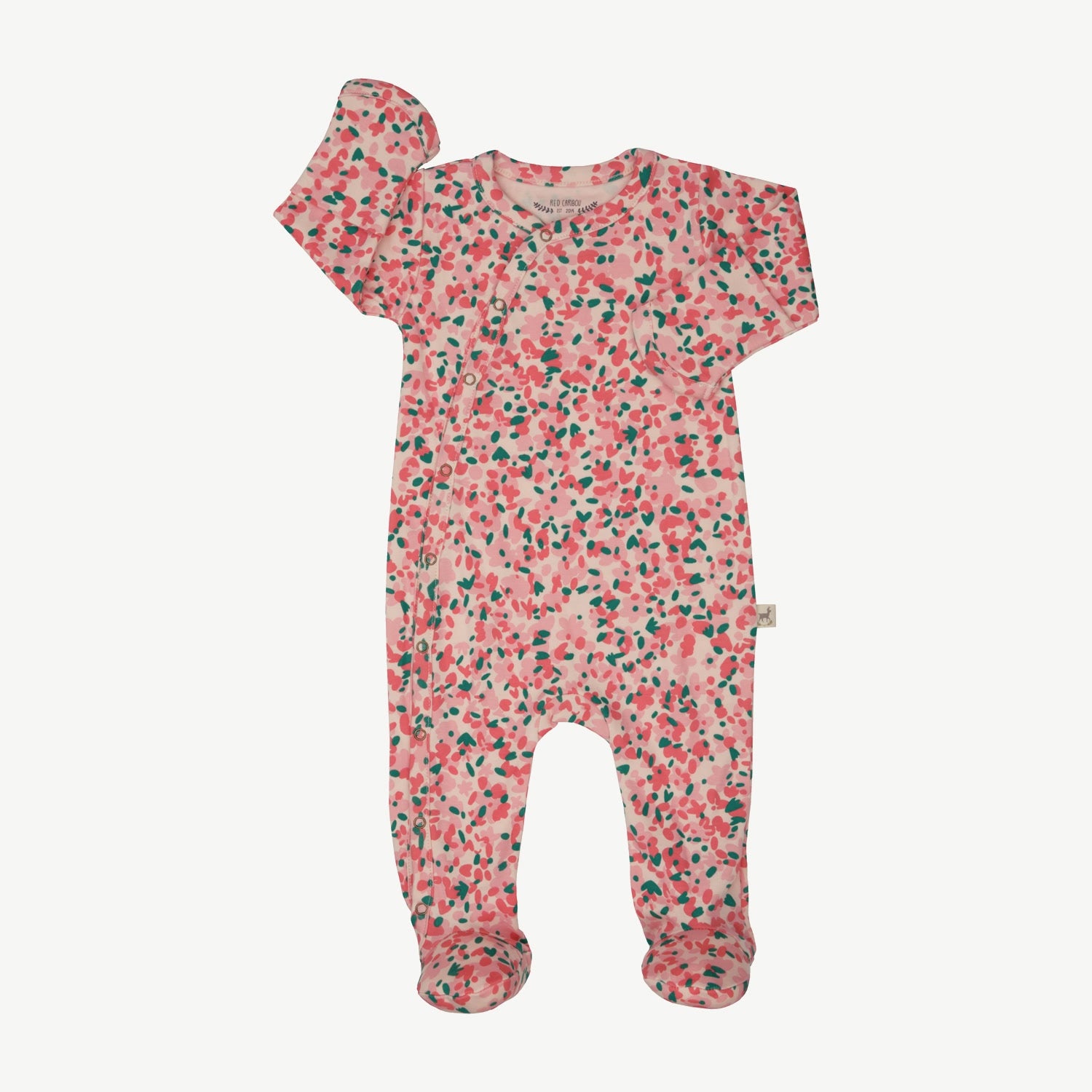 Footed Jumpsuit - Blooming Beauty - Soft Peach