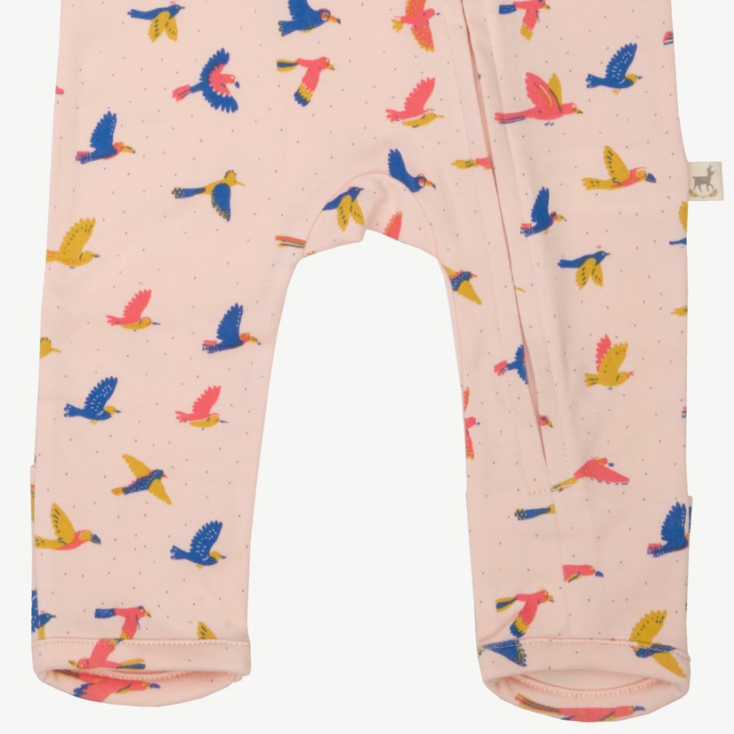 Zippered Jumpsuit - Boundless Birds - Soft Peach