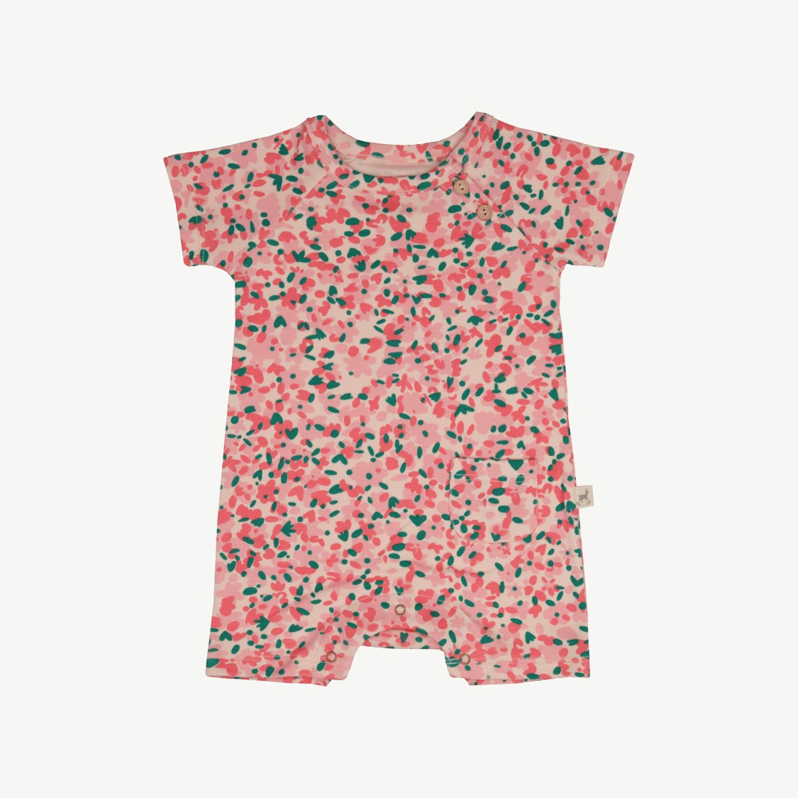 Short Sleeve Jumpsuit - Blooming Beauty - Soft Peach