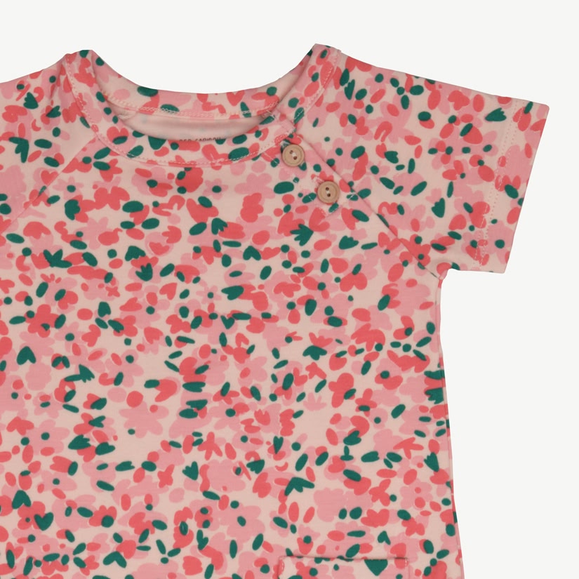Short Sleeve Jumpsuit - Blooming Beauty - Soft Peach