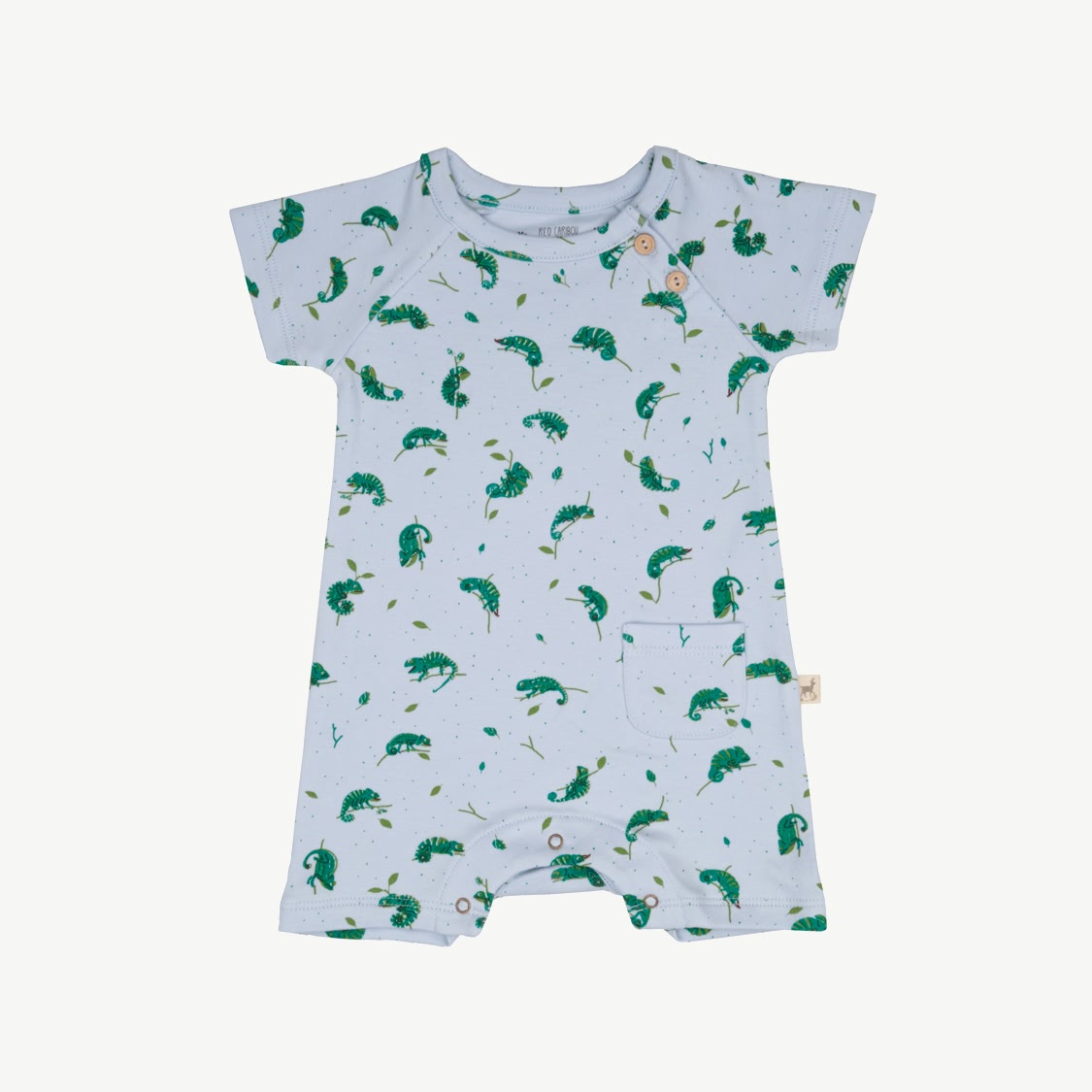 Short Sleeve Jumpsuit - Charming Chameleons - Light Blue