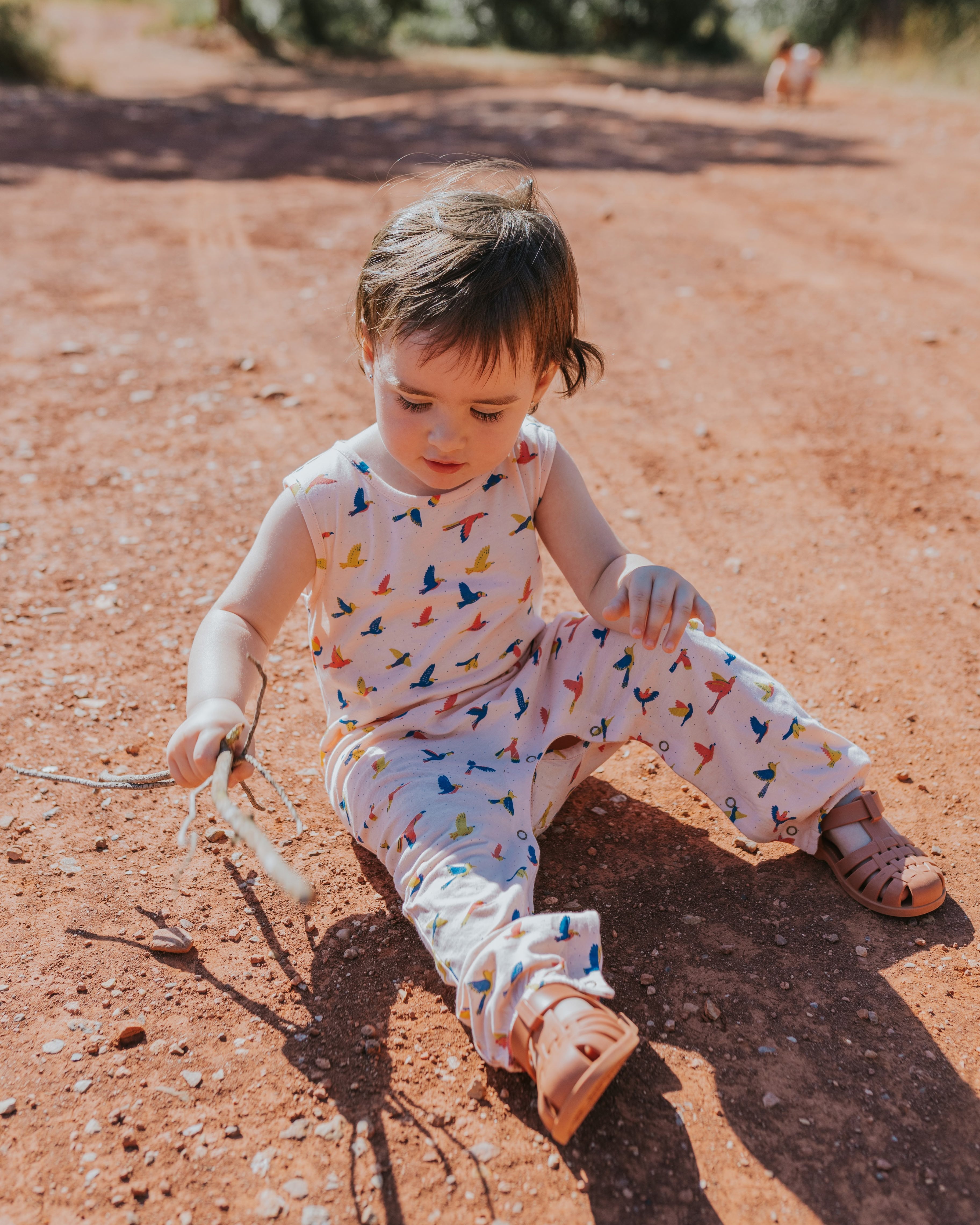 Tank Jumpsuit - Boundless Birds - Soft Peach