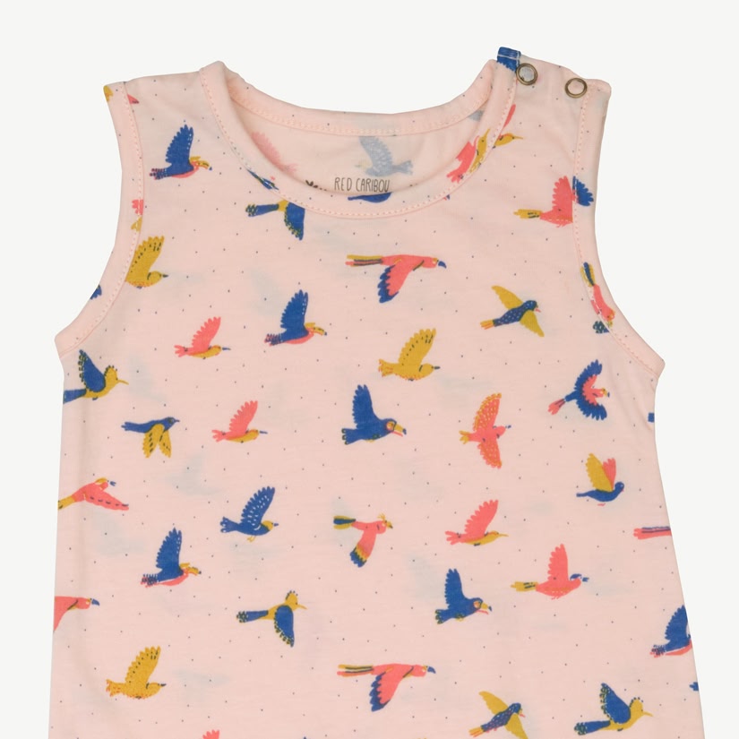 Tank Jumpsuit - Boundless Birds - Soft Peach