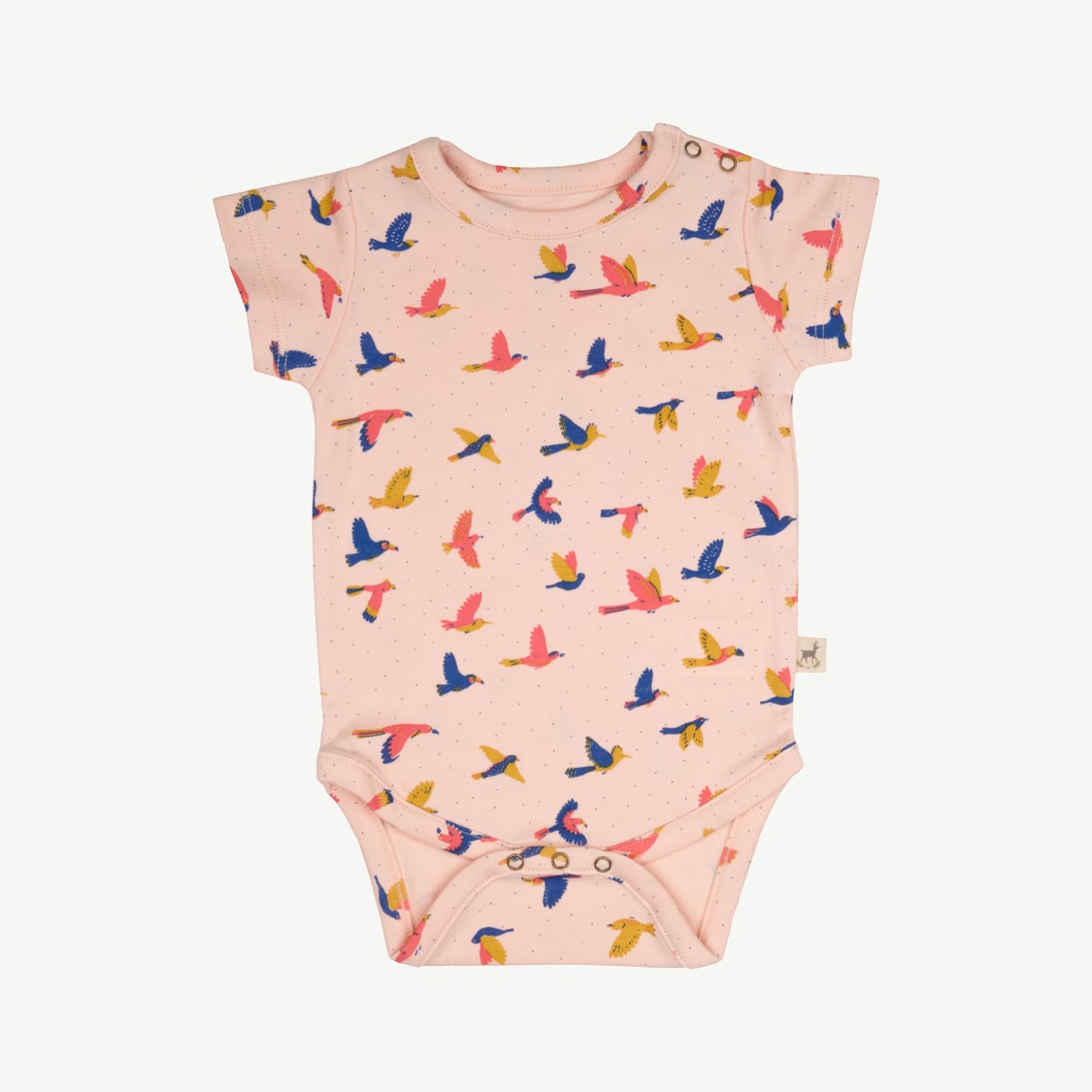 Short Sleeve Onesie - Boundless Birds - Soft Peach