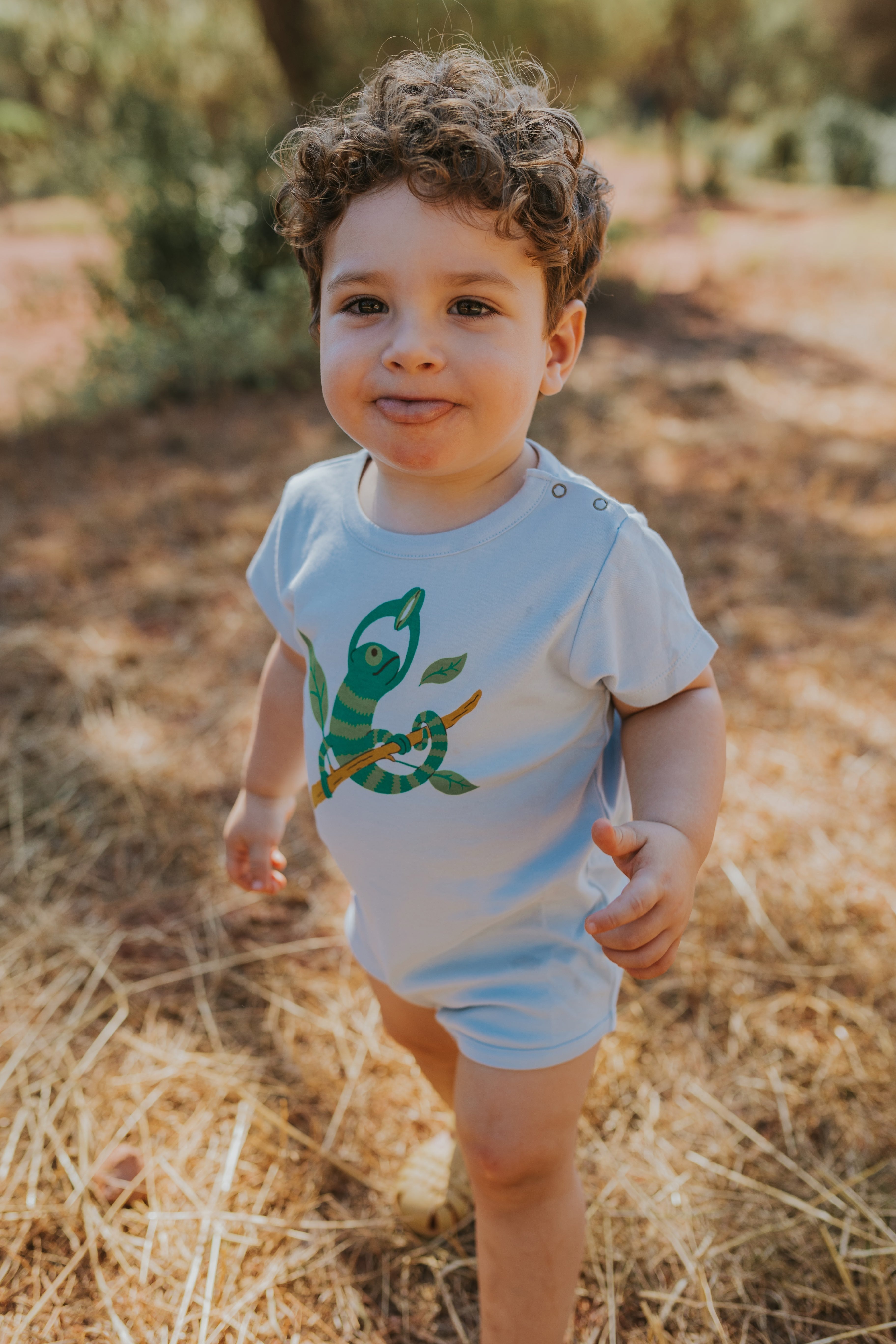 Short Sleeve Onesie - Chameleon - Light Blue